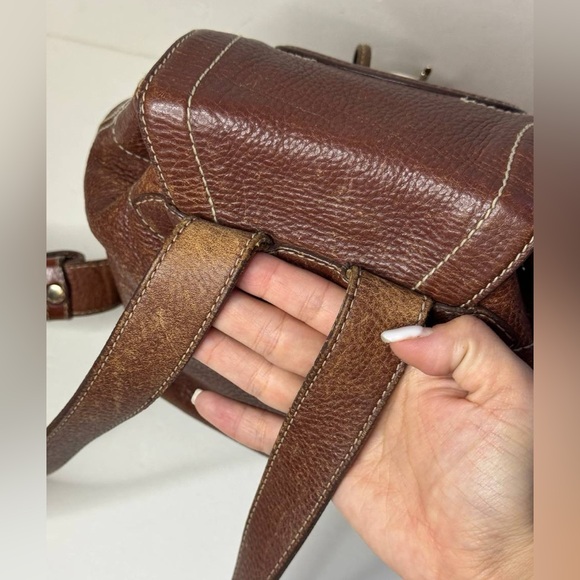 BURBERRY Vintage Brown Leather Small Backpack - Picture 6 of 16